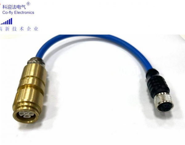 礦用電纜連接器4孔預制線轉M12航空插頭 兼容鄭煤機 EEP系統(tǒng)